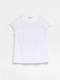 Lace Yoke Top White