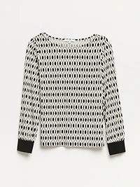 Relaxed Fit Geo Print Long Sleeve Top