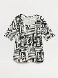 Scoop Neck Abstract Print T-Shirt