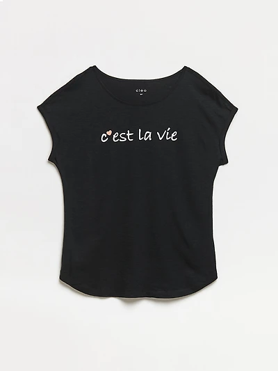 CEst La Vie Rolled Sleeve T-Shirt