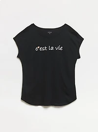 C'est La Vie Rolled Sleeve T-Shirt