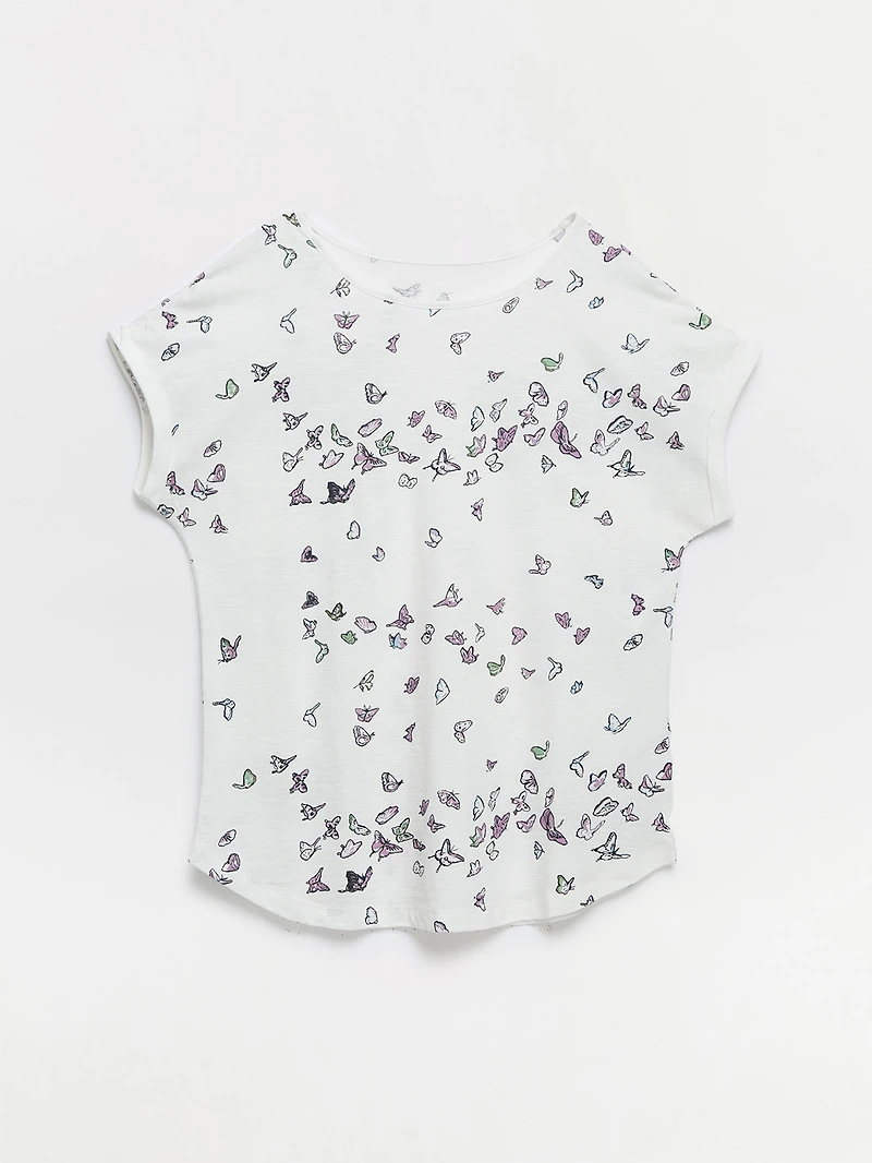 Boat Neck Butterfly T-Shirt