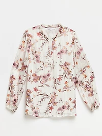 Relaxed Fit Ruffle-Detail Chiffon Blouse