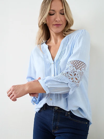 Crochet-Insert Button Blouse