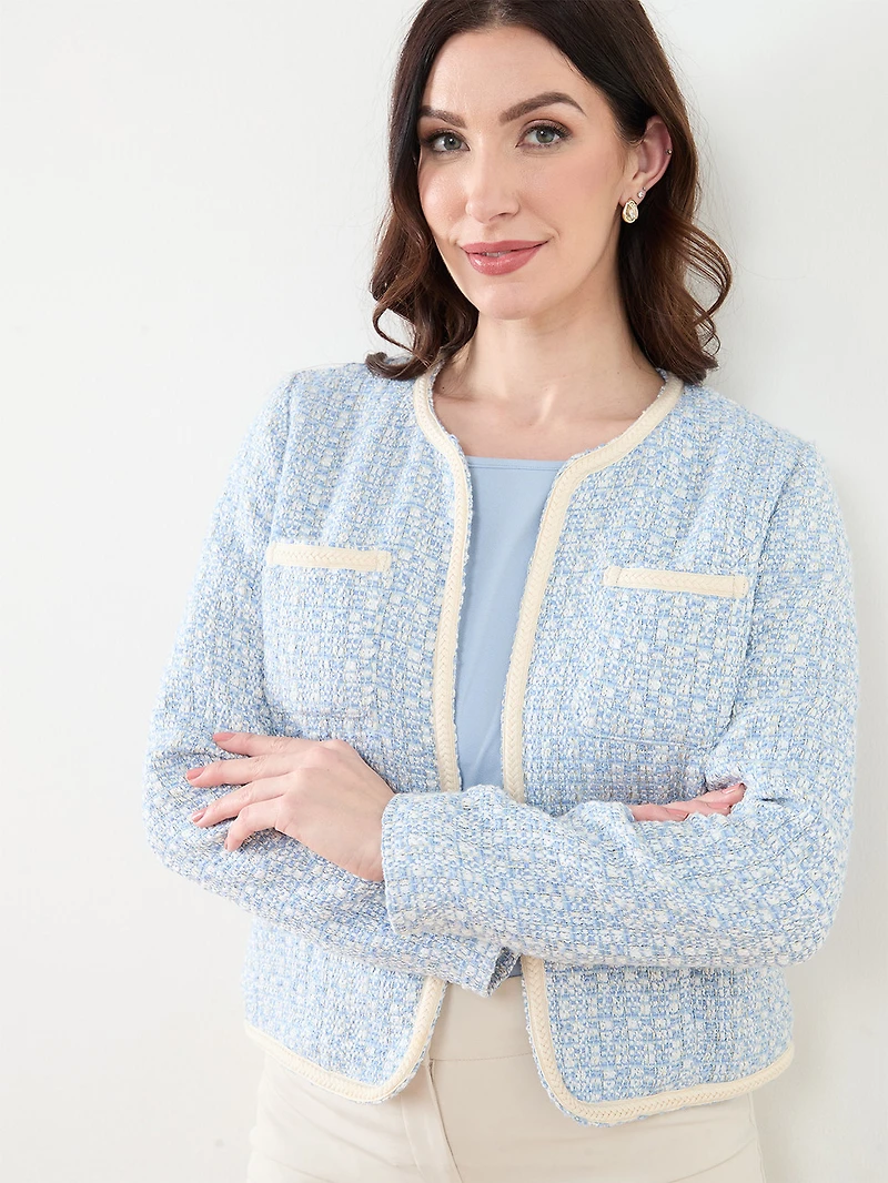 Braided Trim Tweed Blazer