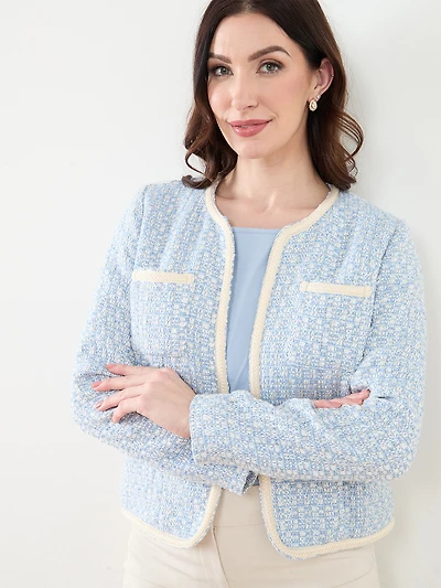 Braided Trim Tweed Blazer