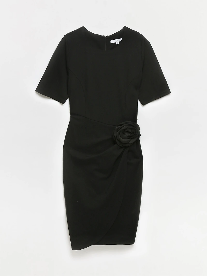 Petite Ponte Flower Sheath Dress