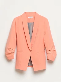 Ruched Sleeve 1-Button Blazer Coral