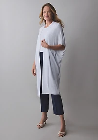 Short Sleeve Long Cover Up Sweater White