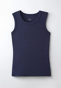 Sleeveless High Neck Tank Navy