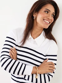 Petite Knit Collared Fooler Sweater