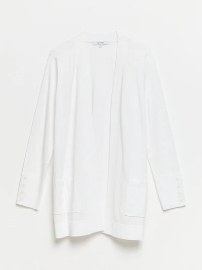 Petite White Open Knit Long Cardigan
