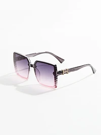 Black and Purple Ombre Square Sunglasses