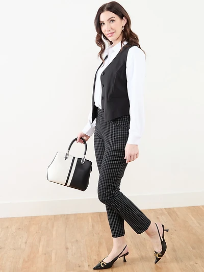 Emily Microtwill Slim Leg Grid Pant