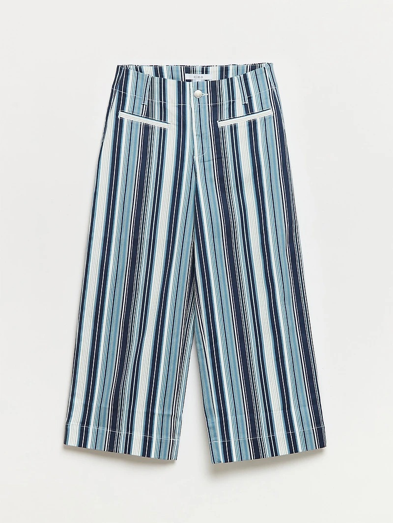 Haylie Striped Wide Crop Jean