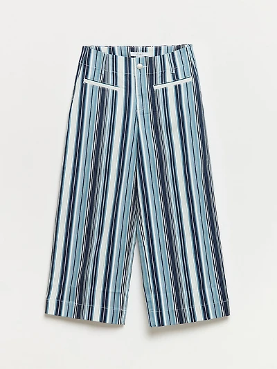 Haylie Striped Wide Crop Jean