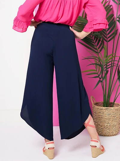 Crepe Tulip Leg Pant in Navy