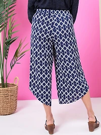 Crepe Tulip Leg Pant in Navy/White Geo