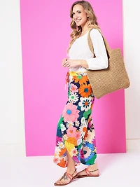 Crepe Tulip Leg Pant in Tropical Floral