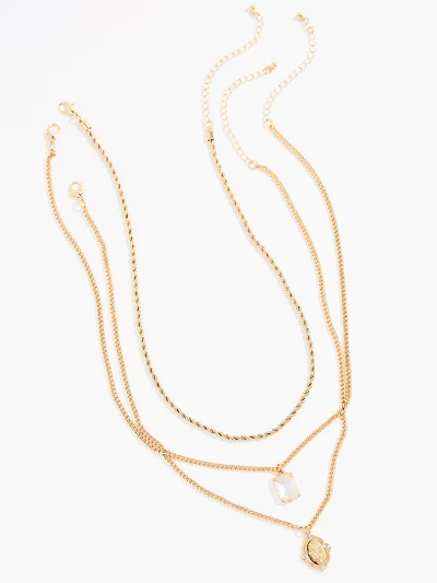 Gold Stackable Necklace Trio