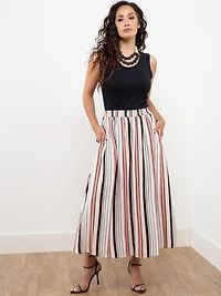 Petite Linen Blend Stripe Maxi Skirt