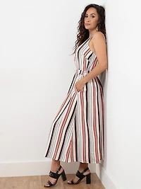 Petite Linen Blend Stripe Maxi Skirt