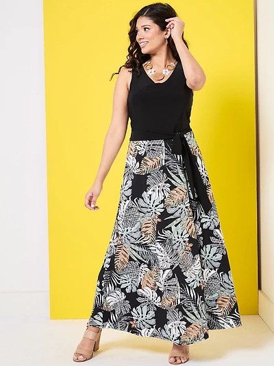 Petite Palm Print Maxi Dress