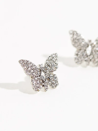Silver Pave Butterfly Earrings