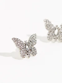 Silver Pave Butterfly Earrings
