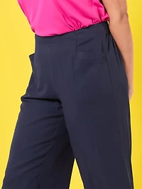 Tonia Cropped Wide Leg Pants in Navy