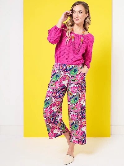 Tonia Cropped Wide Leg Pants in Paisley