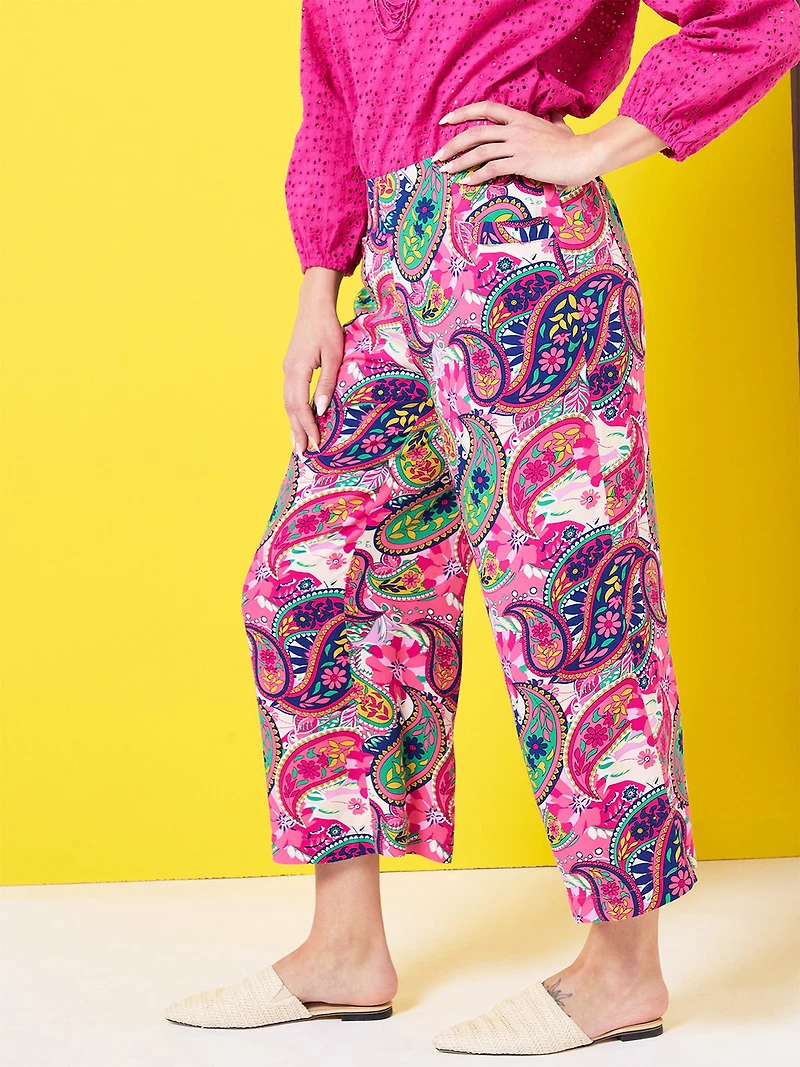 Tonia Cropped Wide Leg Pants in Paisley
