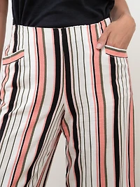 Tonia Striped Linen-Blend Wide Crop Pant