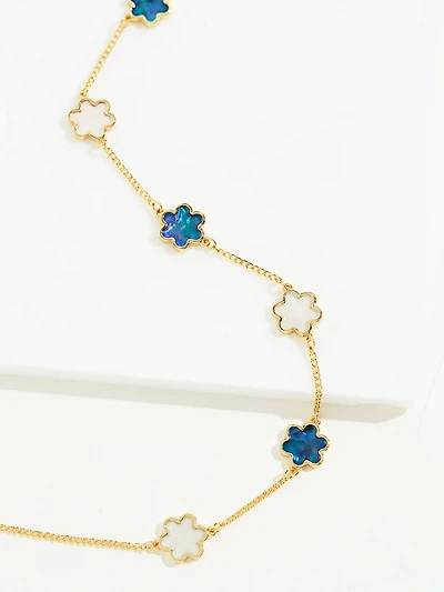 White & Navy Clover Necklace