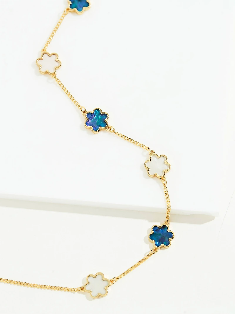 White & Navy Clover Necklace