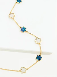 White & Navy Clover Necklace