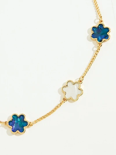 White & Navy Clover Necklace