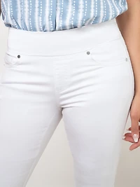 Embroidered White Ankle Flare Jean