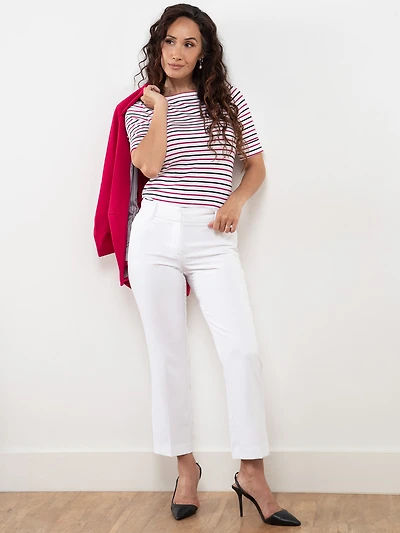 Petite Boatneck T-Shirt in Dark Lipstick Stripe