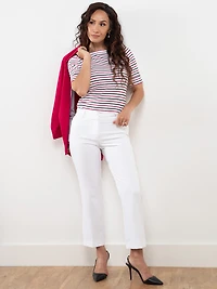 Petite Boatneck T-Shirt in Dark Lipstick Stripe