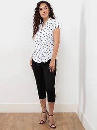 Petite Relaxed Back Button Blouse in White