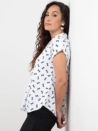 Petite Relaxed Back Button Blouse in White