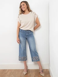 Relaxed Cap Sleeve Top with Button Detail in Sand