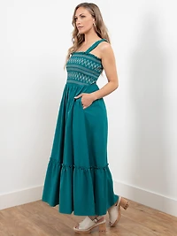 Smocked Maxi Dress in Peacock