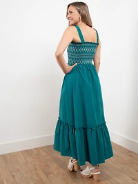 Smocked Maxi Dress in Peacock
