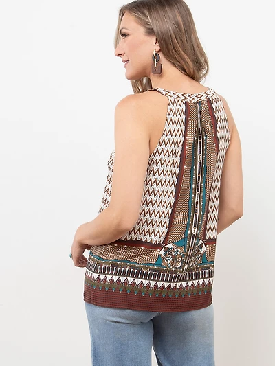 Tie Neck Halter Blouse in Terracotta Mix
