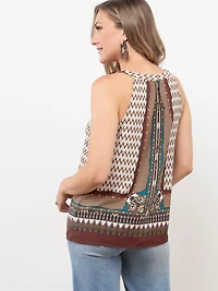 Tie Neck Halter Blouse in Terracotta Mix