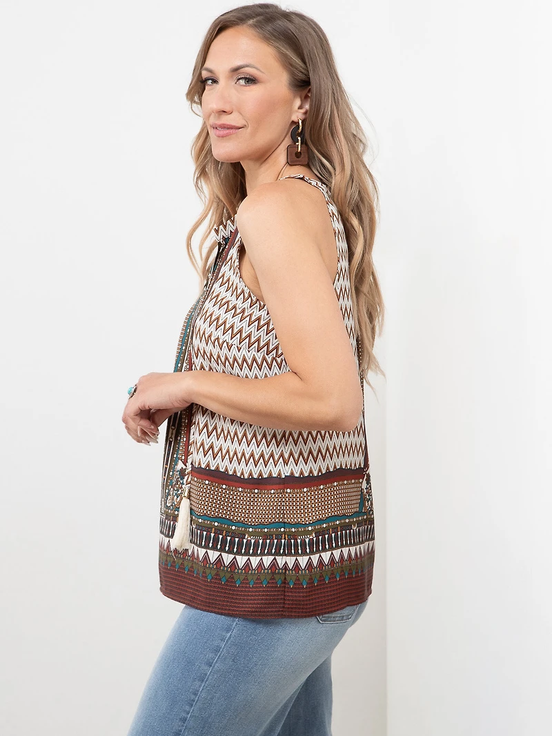 Tie Neck Halter Blouse in Terracotta Mix