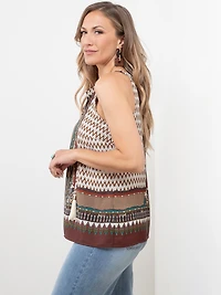 Tie Neck Halter Blouse in Terracotta Mix