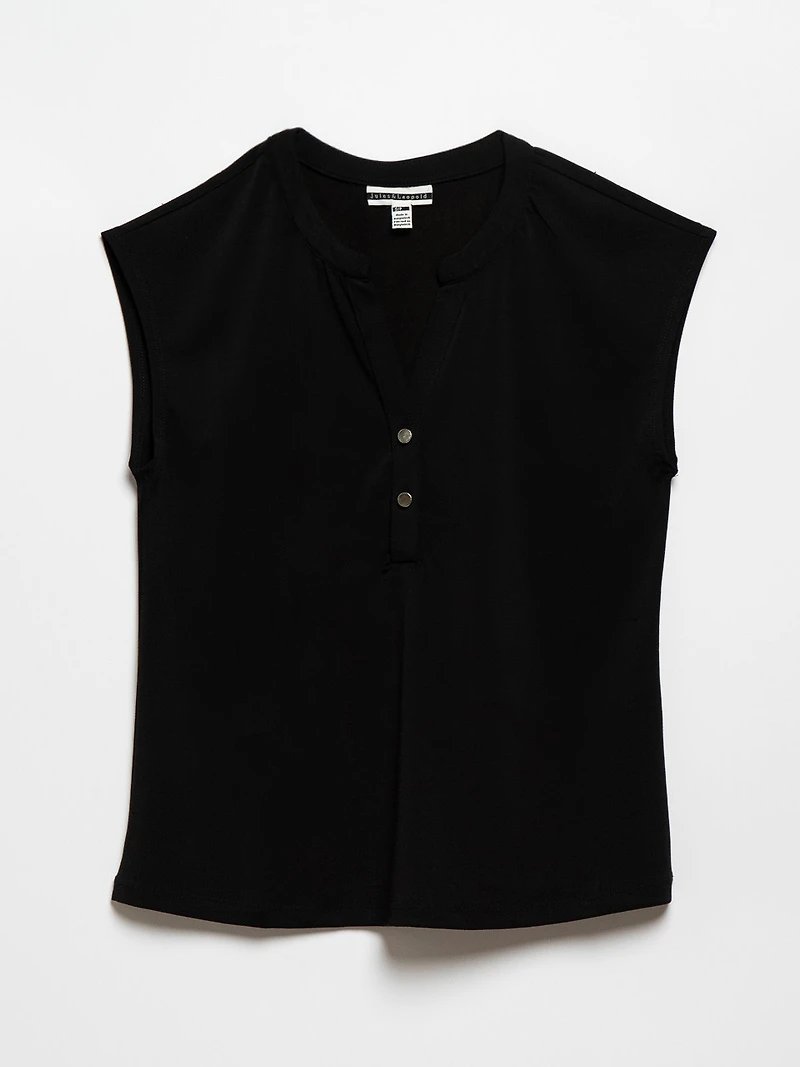 Black Cap Sleeve 2-Button Top by Jules & Leopold